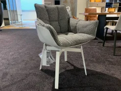 Sessel Husk Stoff Scozia 2489151 Grau Gestell Weiß Lackiert Ohne Drehfunktion