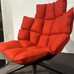 Sessel Husk Stoff Sidro Rot 2059700 Schale Untergestell Schwarz mit Hocker