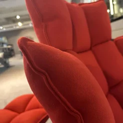 Sessel Husk Stoff Sidro Rot 2059700 Schale Untergestell Schwarz mit Hocker