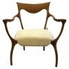 Sessel Hypnos Sitzfläche Stoff Beige Creme Gestell Amerikanischer Nussbaum Massiv