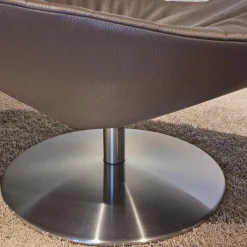 Sessel Icarus Lounge S Leder Fuerte Topo Braun Fuß Rund Edelstahl Gebürstet