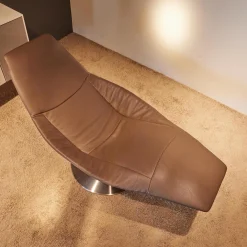 Sessel Icarus Lounge S Leder Fuerte Topo Braun Fuß Rund Edelstahl Gebürstet