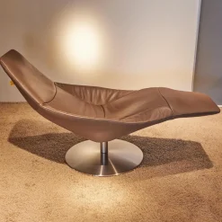 Sessel Icarus Lounge S Leder Fuerte Topo Braun Fuß Rund Edelstahl Gebürstet