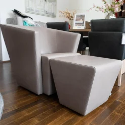 Sessel Ice Cube Leder Lolita Albero mit Hocker