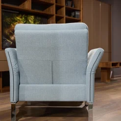 Sessel inkl. Hocker Modena 220 Bezug Stoff Prairie 2022 45 Hellblau Mit Biese Keder Leder Dunkelblau Inklusive Hocker Und Kissen