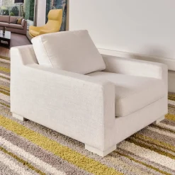 Sessel Inspiration Stoff Joell 1742-171 Weiß Grau Mit Blockfüße