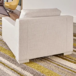 Sessel Inspiration Stoff Joell 1742-171 Weiß Grau Mit Blockfüße