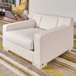 Sessel Inspiration Stoff Joell 1742-171 Weiß Grau Mit Blockfüße