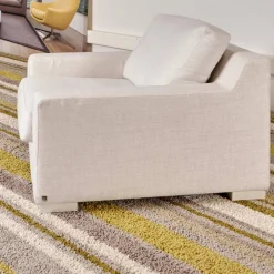 Sessel Inspiration Stoff Joell 1742-171 Weiß Grau Mit Blockfüße