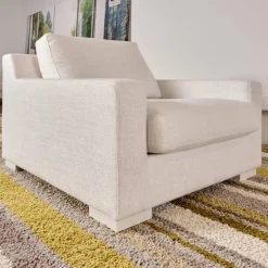 Sessel Inspiration Stoff Joell 1742-171 Weiß Grau Mit Blockfüße