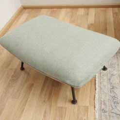 Sessel Jalis Lounge Stoff 8305 Mintgrün Grün Grau Drahtgestell F01 Schwarzbraun Inklusive Hocker