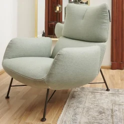 Sessel Jalis Lounge Stoff 8305 Mintgrün Grün Grau Drahtgestell F01 Schwarzbraun Inklusive Hocker