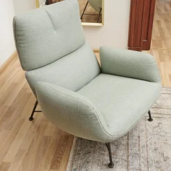 Sessel Jalis Lounge Stoff 8305 Mintgrün Grün Grau Drahtgestell F01 Schwarzbraun Inklusive Hocker