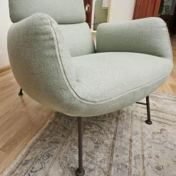 Sessel Jalis Lounge Stoff 8305 Mintgrün Grün Grau Drahtgestell F01 Schwarzbraun Inklusive Hocker