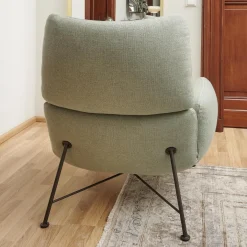 Sessel Jalis Lounge Stoff 8305 Mintgrün Grün Grau Drahtgestell F01 Schwarzbraun Inklusive Hocker