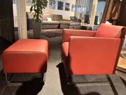 Sessel Kelly Leder Sierra 129 Rot Kufengestell Metall Inklusive Hocker