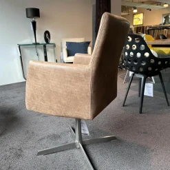 Sessel Lav Lamon Leder Kenia Braun Drehgestell Edelstahl