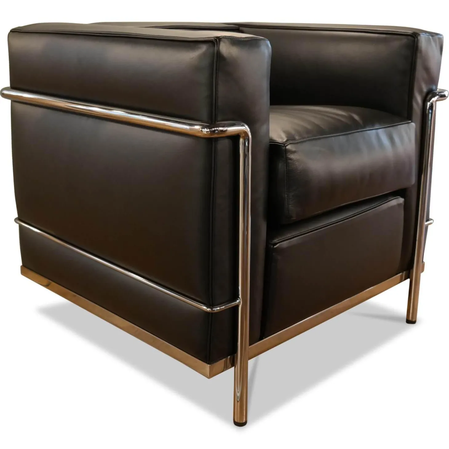 Sessel LC2 Leder Scozia Gruppe 13X606 Grafite Schwarz Gestell Verchromt