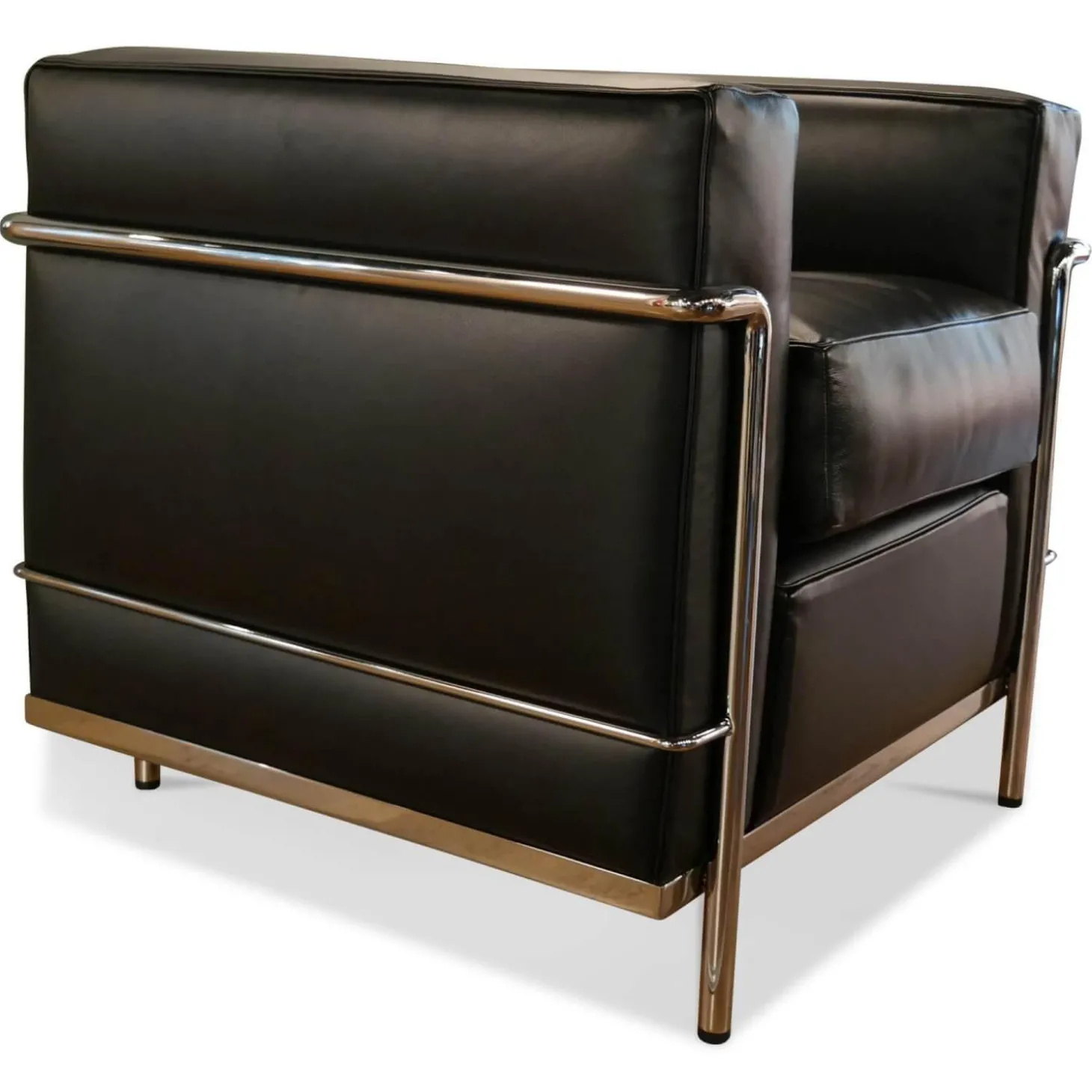 Sessel LC2 Leder Scozia Gruppe 13X606 Grafite Schwarz Gestell Verchromt