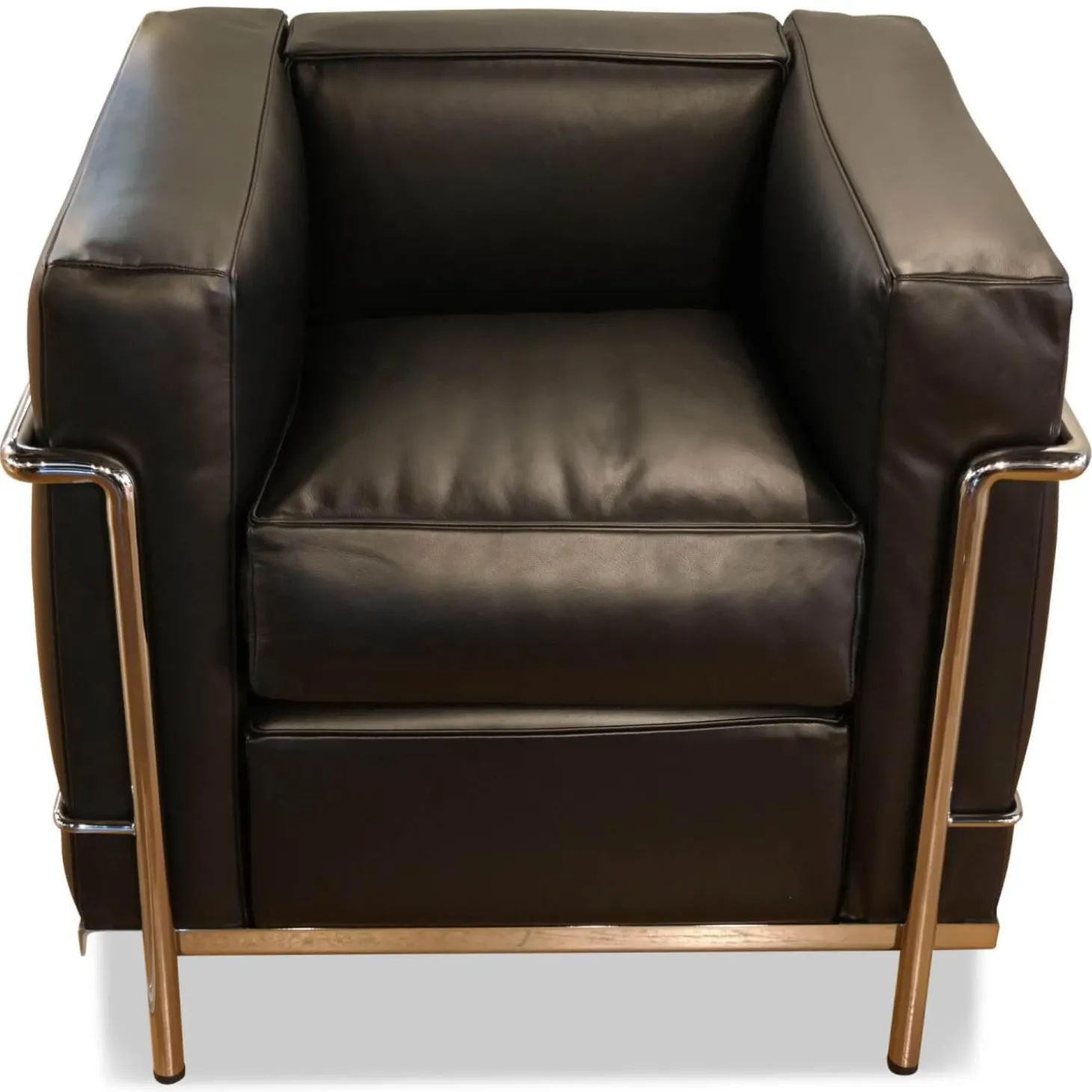 Sessel LC2 Leder Scozia Gruppe 13X606 Grafite Schwarz Gestell Verchromt