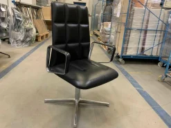 Sessel Leadchair Leder Elen 65 Black 1230 4-Fuß-Kreuz Aluminium