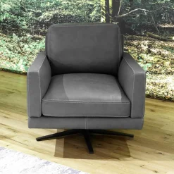 Sessel Leder 25 Quarz Mit Sternfuß Schwarz