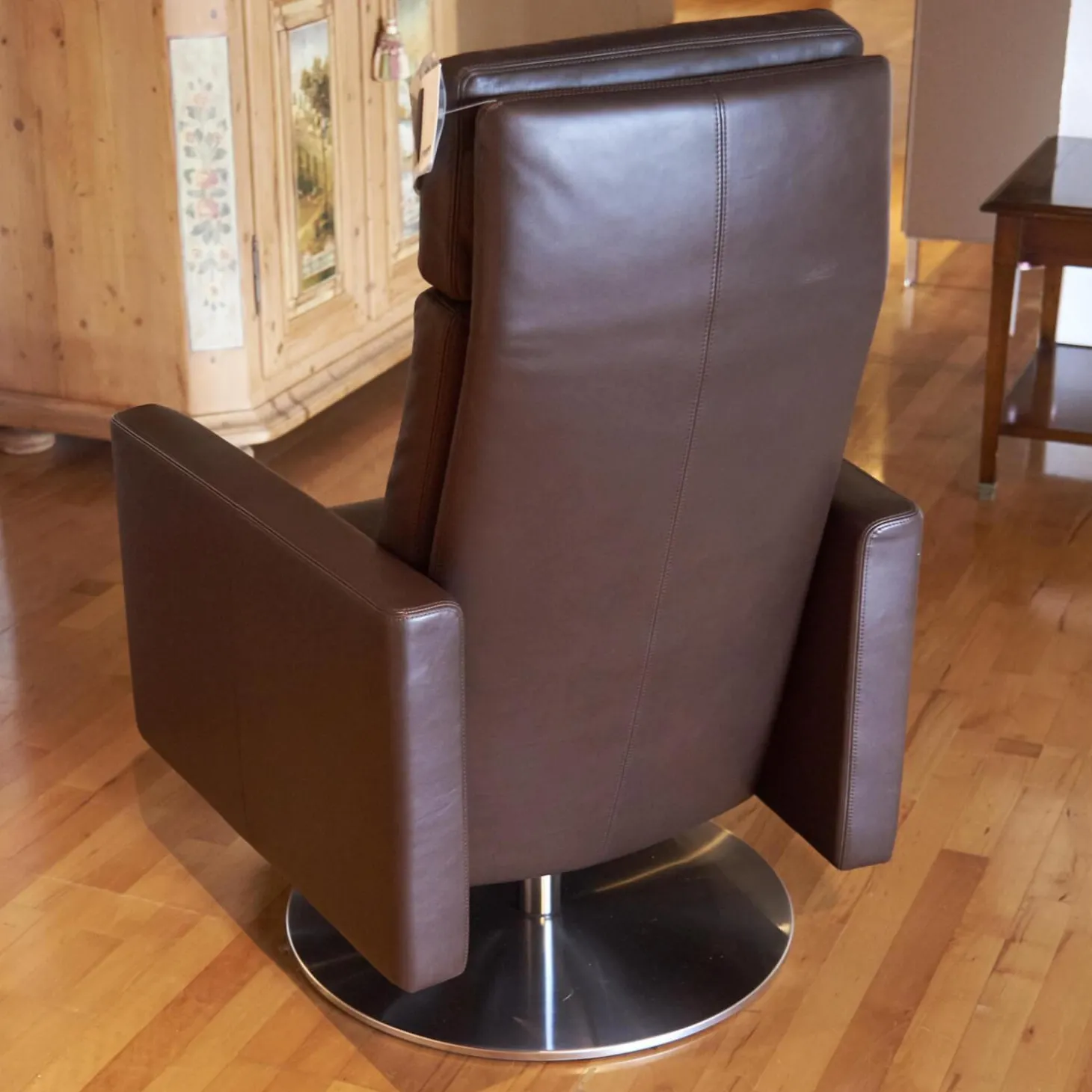 Sessel Leder Classic Braun Drehteller Metall