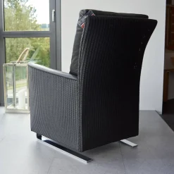 Sessel Leder Und Stoff Schwarz Gestell Metall Chrom Schwingend