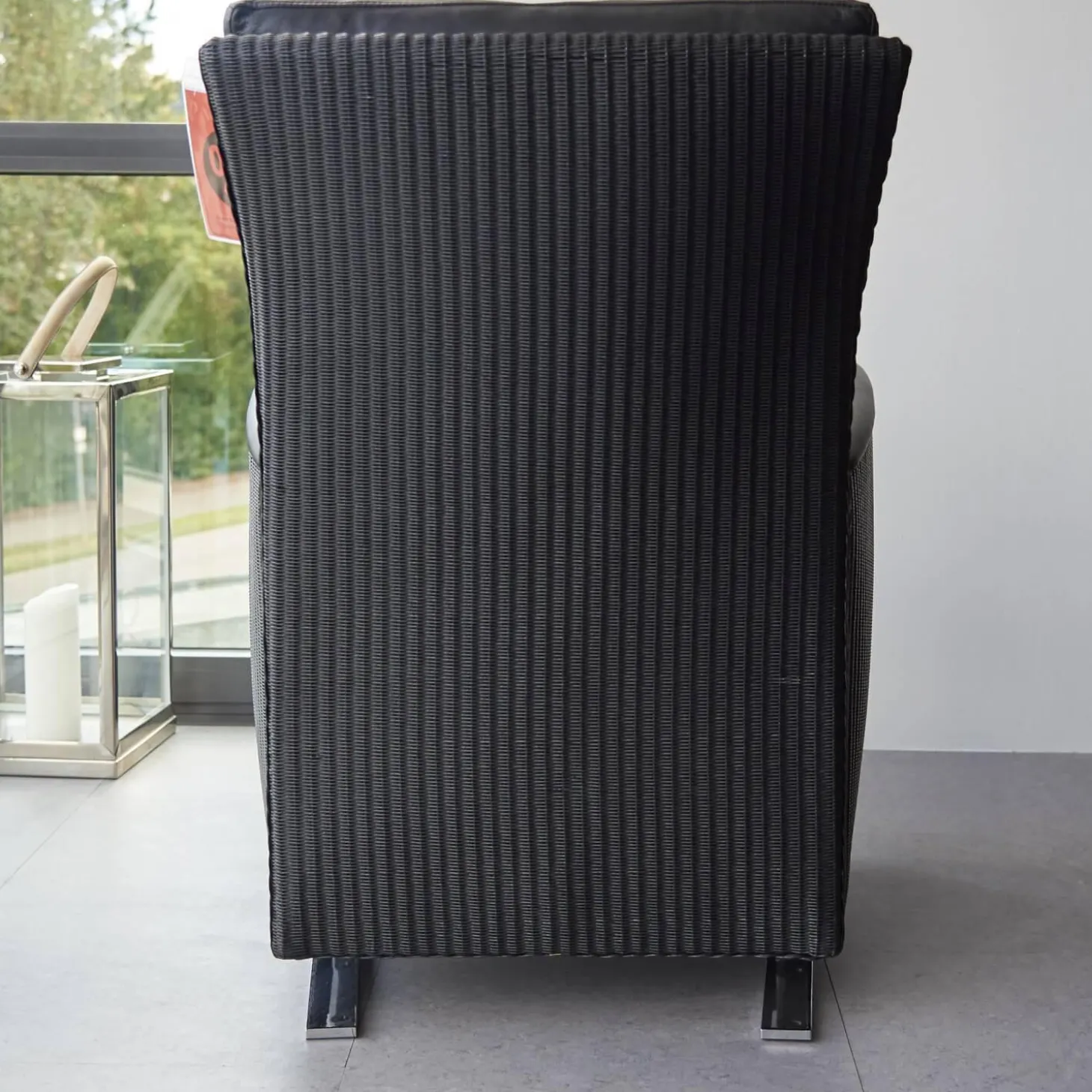 Sessel Leder Und Stoff Schwarz Gestell Metall Chrom Schwingend