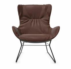 Sessel Leya Wingback Chair Stoff Smart Bougogne Rot Außen Gobelin mit Ottoman