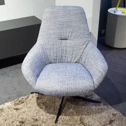 Sessel Liv 2181 Stoff 3lfm Spring Grau Blau Fußkreuz Stahl Schwarz Matt Pulverbeschichtet Mit Kunststoffgleitern