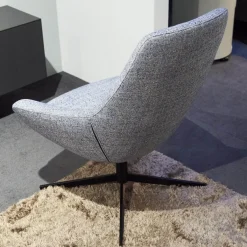 Sessel Liv 2181 Stoff 3lfm Spring Grau Blau Fußkreuz Stahl Schwarz Matt Pulverbeschichtet Mit Kunststoffgleitern