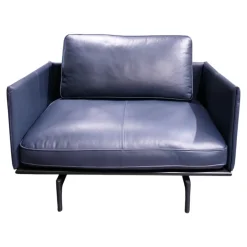 Sessel Liv Smart Leder 42 103 Dunkel Schwarz Blau Gestell Aluminium RAL 9017 Verkehrsschwarz Pulverbeschichtet