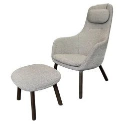 Sessel Lounge Chair HAL Stoff Credo 120 Salt'n Pepper Schwarz Weiß Untergestell Eiche Dunkel Mit Ottoman