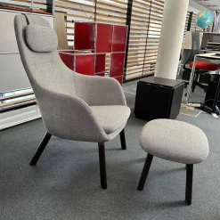 Sessel Lounge Chair HAL Stoff Credo 120 Salt'n Pepper Schwarz Weiß Untergestell Eiche Dunkel Mit Ottoman