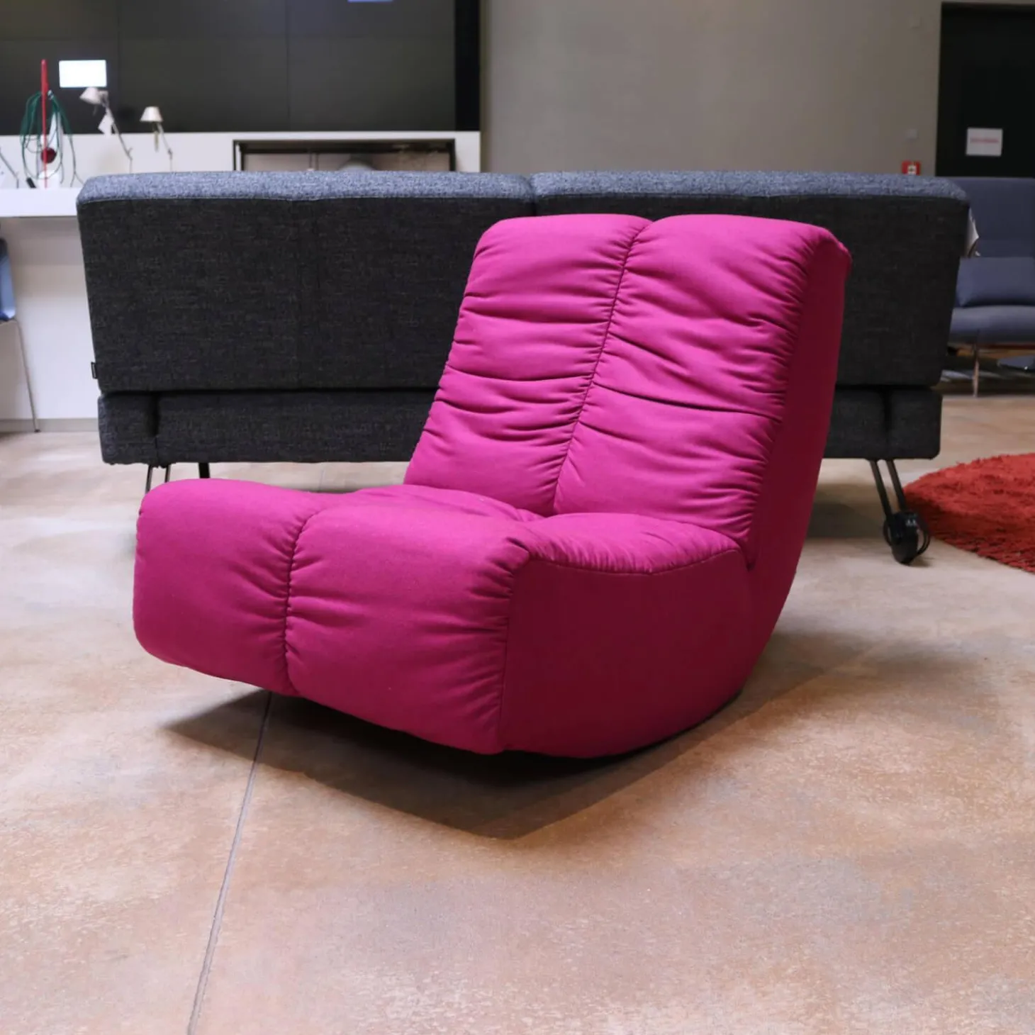 Sessel Lucky 1 Basic Rocking Chair Stoff Wollfilz Zyklam