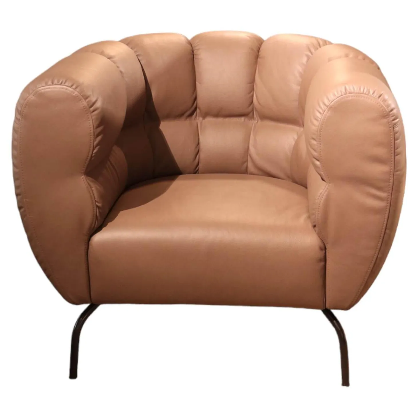 Sessel Magnolia Anilinleder 5707 0085 Pearl Braun Grau Fuß Schwarz Pulverbeschichtet