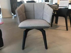 Sessel Marla Armchair High Stoff Grau Lederrücken