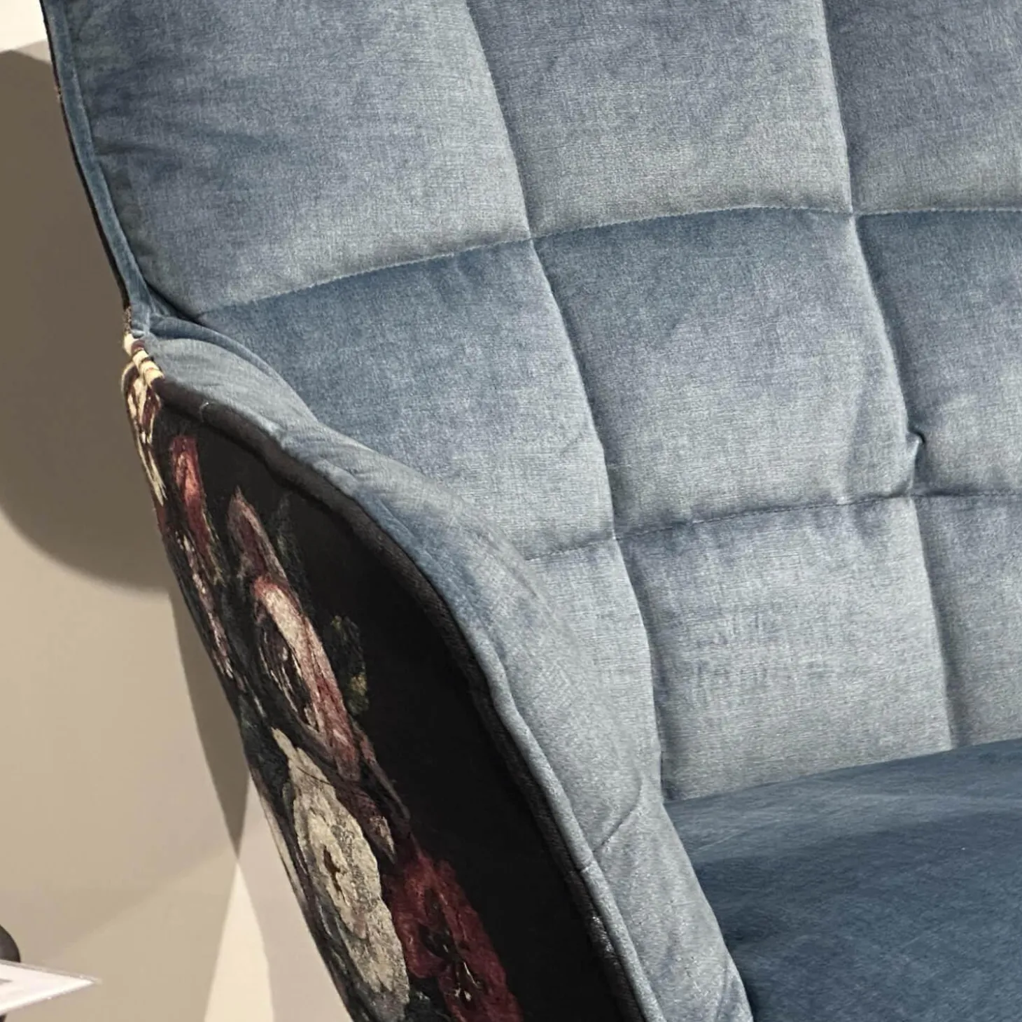 Sessel Marla Easy Chair High Rücken Stoff Gobelin Eden Blumenmuster Sitz Stoff Smart Arctique 05 Blau Mit Hocker