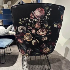 Sessel Marla Easy Chair High Rücken Stoff Gobelin Eden Blumenmuster Sitz Stoff Smart Arctique 05 Blau Mit Hocker