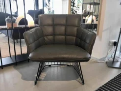 Sessel Marla Easy Chair Nappaleder Grau Harfengestell Pulverbeschichtet