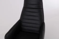 Sessel Max Leder L7360B Schwarz Fußkreuz Edelstahl Poliert Inklusive Hocker