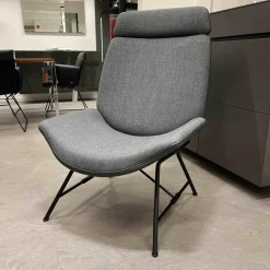 Sessel Melange Bezug Tekla Slate Keder Nappa Basalt Rückenschale Leder Nappa Basalt Füße Blackgrey