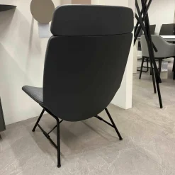 Sessel Melange Bezug Tekla Slate Keder Nappa Basalt Rückenschale Leder Nappa Basalt Füße Blackgrey
