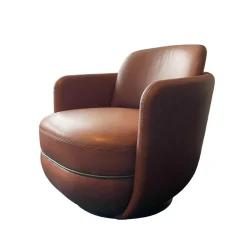 Sessel Miles Lounge Leder Nappa Guande Chestnut Gestell Pulverbeschichtet Schwarz