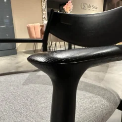 Sessel Mit Hocker Kamuy Stoff Tonica Grau Gestell Eiche Schwarz