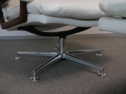 Sessel Mit Hocker WK 631 Kingchair Niedrig Bezug Leder Rustica 70239 White Untergestell Aluminium Poliert