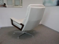 Sessel Mit Hocker WK 631 Kingchair Niedrig Bezug Leder Rustica 70239 White Untergestell Aluminium Poliert