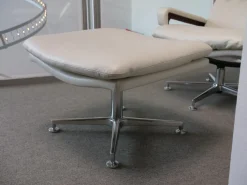 Sessel Mit Hocker WK 631 Kingchair Niedrig Bezug Leder Rustica 70239 White Untergestell Aluminium Poliert