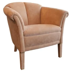 Sessel Model King Bezug Alkantara 112 Lachs Ton Massivholzgestell